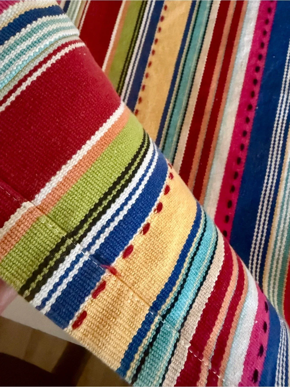 Vintage Multicolor Striped Table Runner 80”x16”